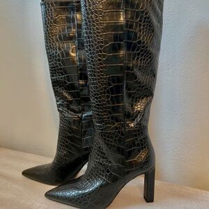 Mango Black Heeled Boots with Stiletto Heel